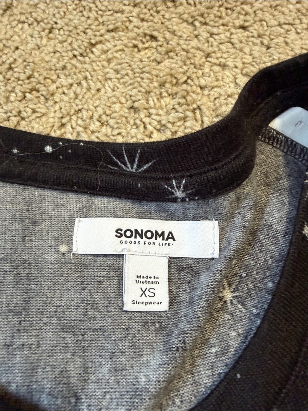 Sonoma Black Galaxy Print Pajama Set XS NWT - Picture 4 of 6